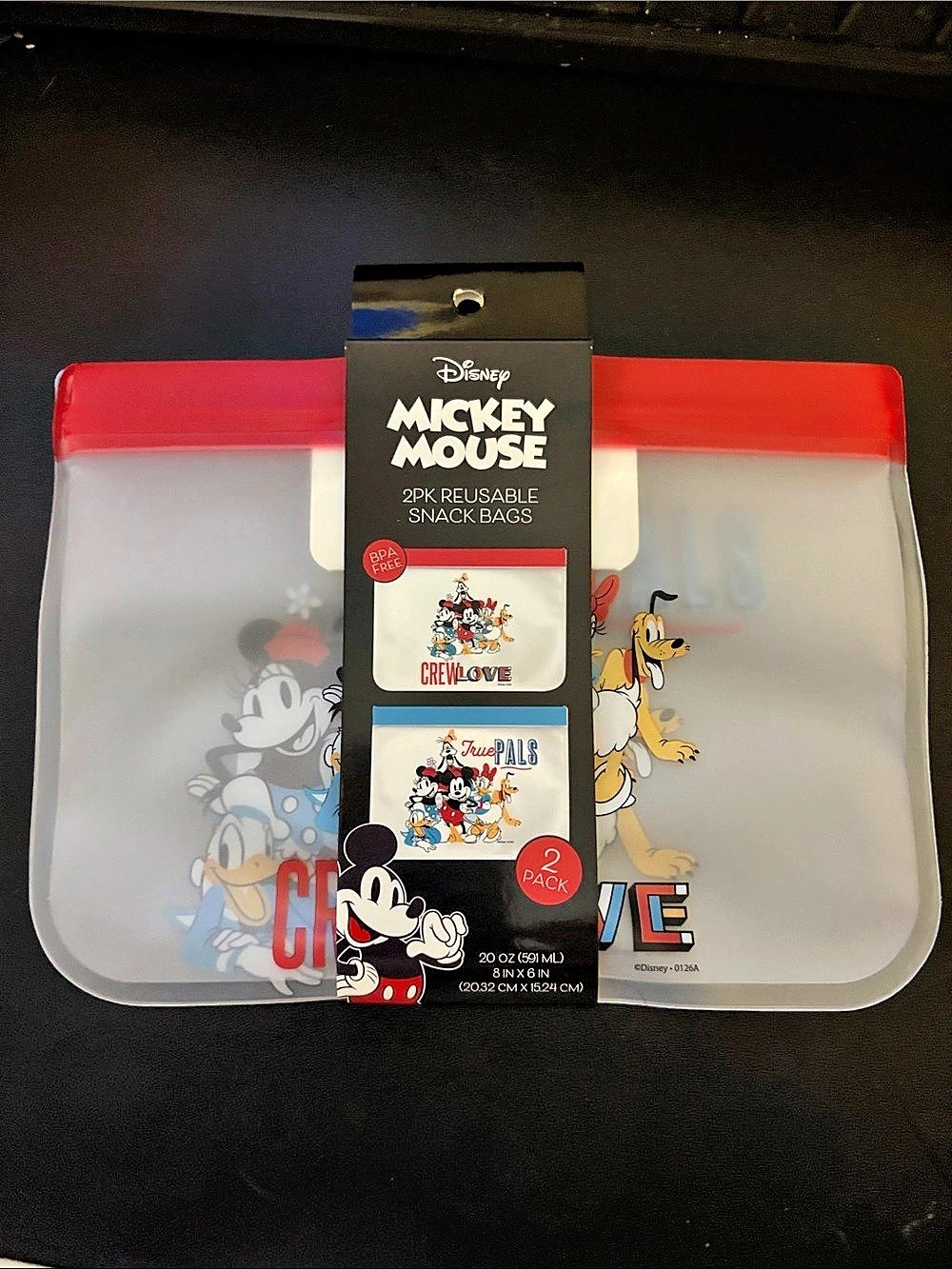 Disney Mickey Mouse 2PK Reusable Snack Bags Reusable Snack Bags Red & Blue NWT